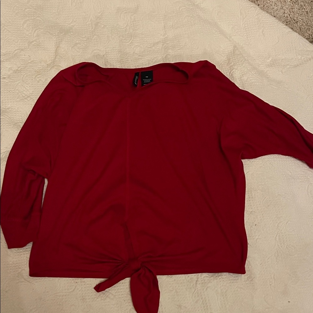 new directions Red Tie-Front v neck soft lightweight top